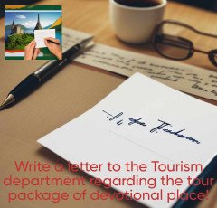 Write a letter to the Tourism department regarding the tour package of devotional place