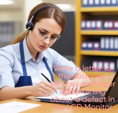 Write a letter to the customer services manager complaining about a defect in the LCD Monitor
